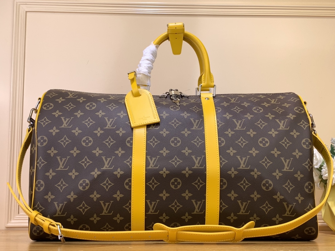 Bagsaaa L0vis Vvtt0n Keepall Bandoulière 50 Monogram Macassar Yellow - 50x29x23cm