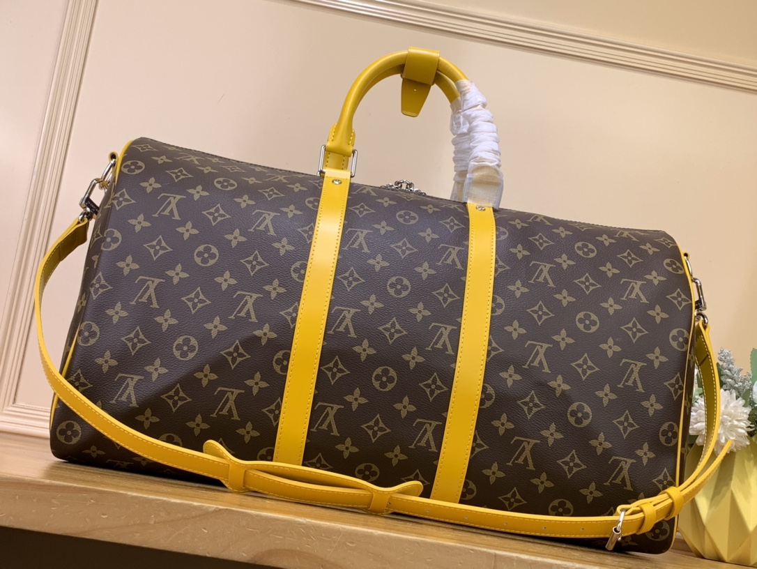 Bagsaaa L0vis Vvtt0n Keepall Bandoulière 50 Monogram Macassar Yellow - 50x29x23cm
