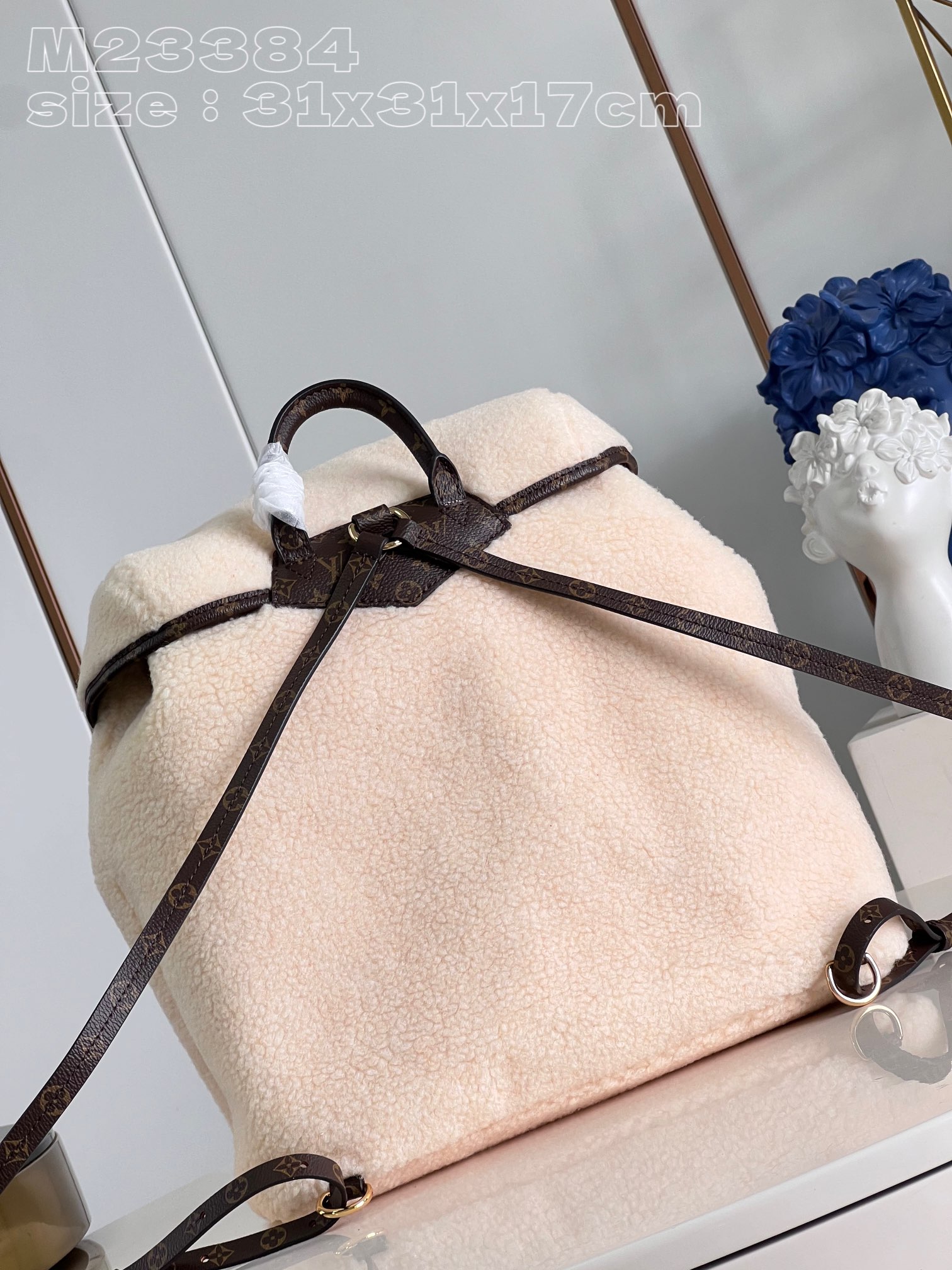 Bagsaaa L0vis Vvtt0n Ski Backpack Cream/Brown Shearling - 31 x 31 x 17 cm