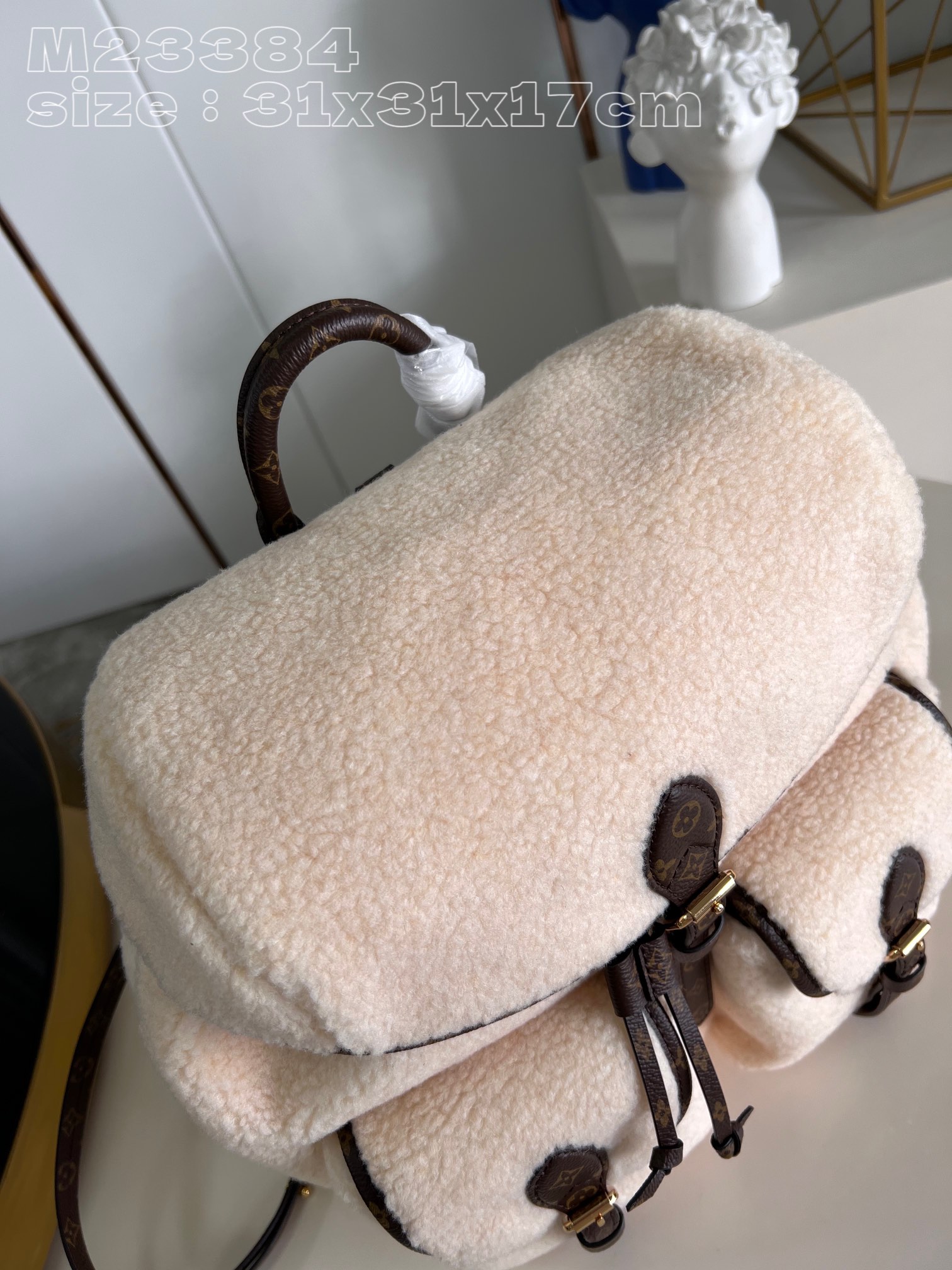 Bagsaaa L0vis Vvtt0n Ski Backpack Cream/Brown Shearling - 31 x 31 x 17 cm