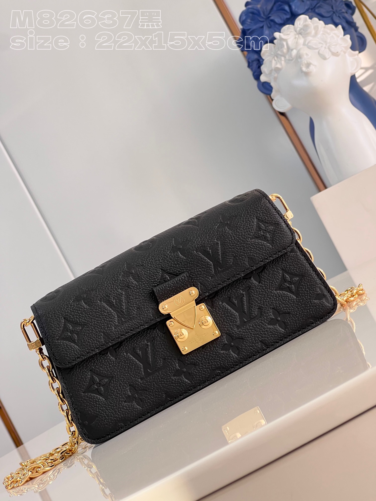 Bagsaaa L0vis Vvtt0n Wallet On Chain Metis Black Bag - 22 x 15 x 5.5cm