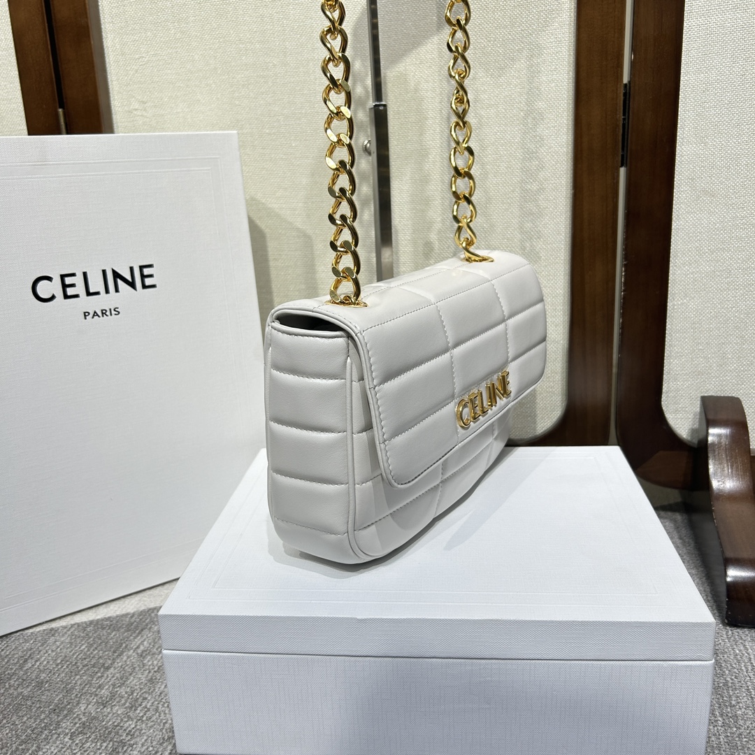 Bagsaaa Ce1i*e Chain Shoulder Bag Matelasse Monochrome White - 24x15x5cm