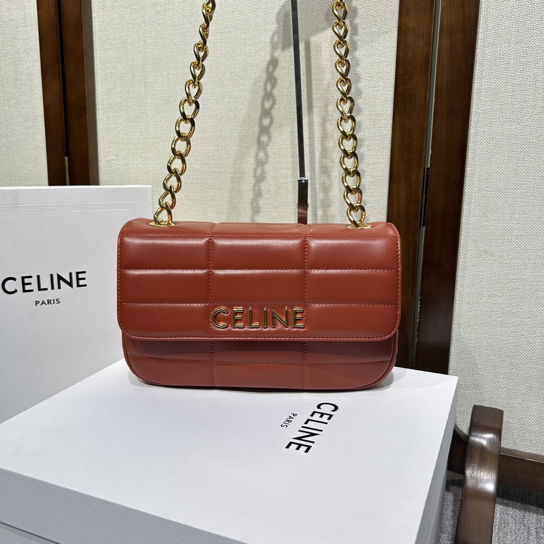 Bagsaaa Ce1i*e Chain Shoulder Bag Matelasse Monochrome Tan - 24x15x5cm