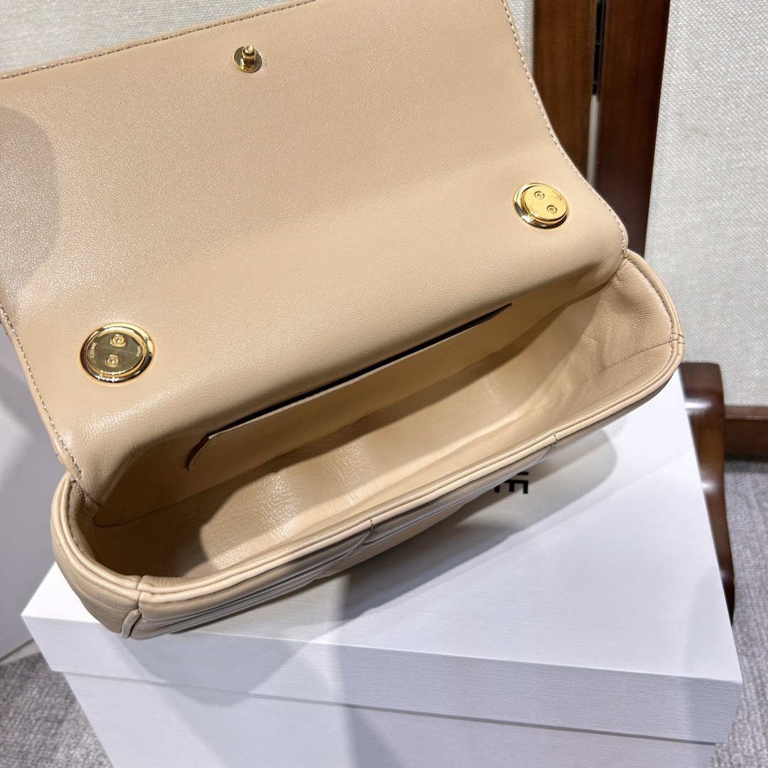 Bagsaaa Ce1i*e Chain Shoulder Bag Matelasse Monochrome Beige - 24x15x5cm