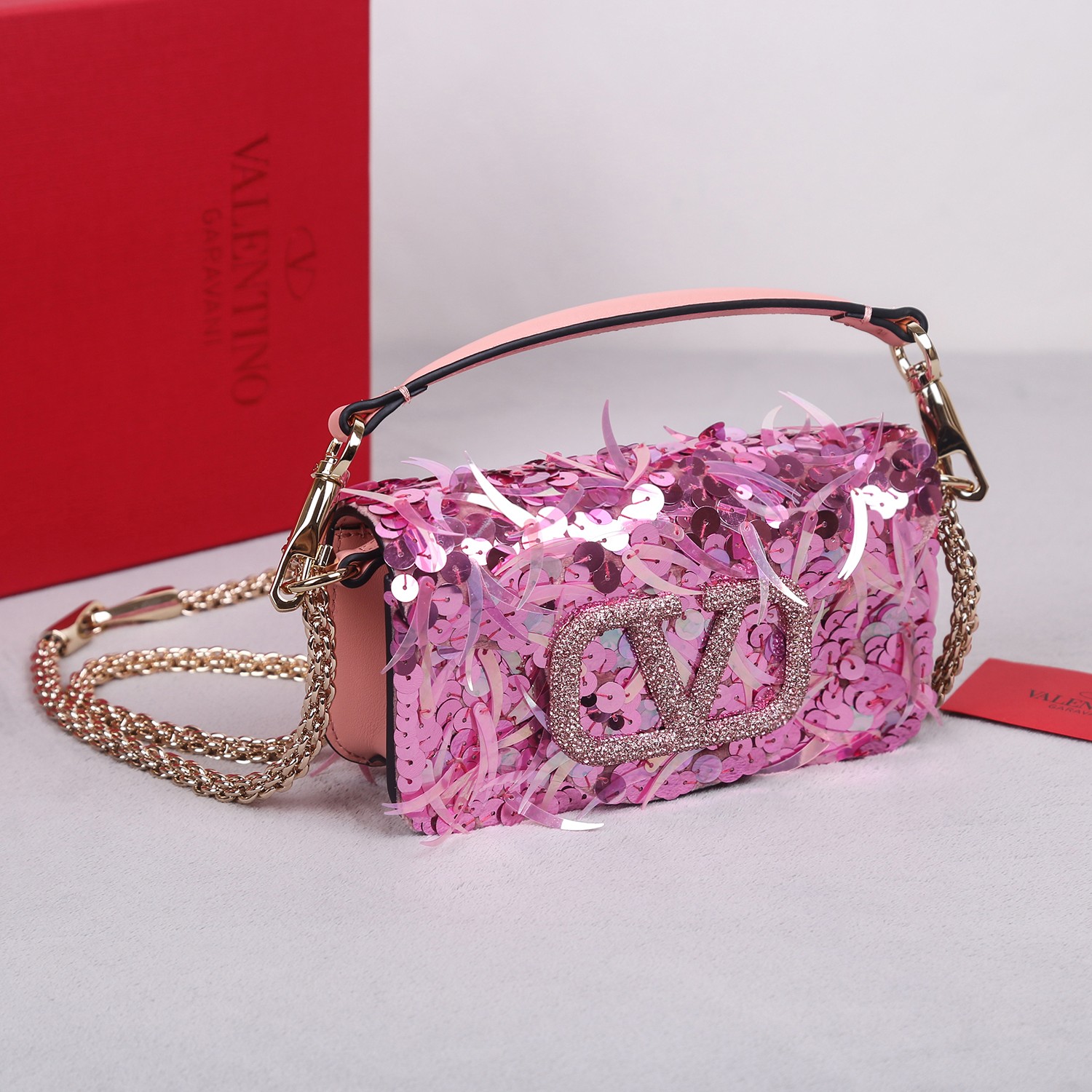Bagsaaa Va1e*ntin0 Garavani Mini loco 3D pink - 19x10.5x5cm