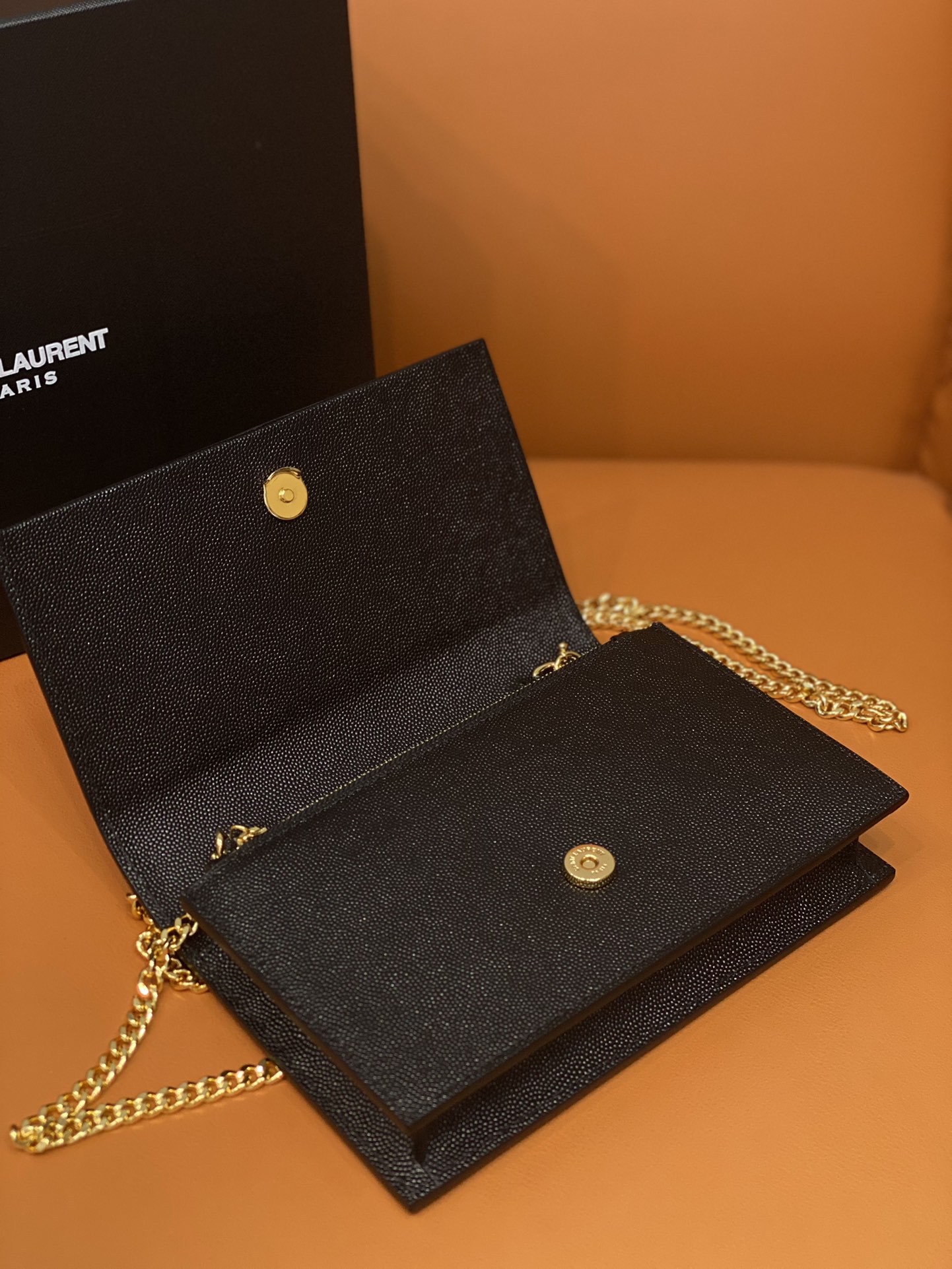 Bagsaaa Y51 Kate Tassel Bag Black Grained Leather Gold Hardware - 19x12.5x4cm