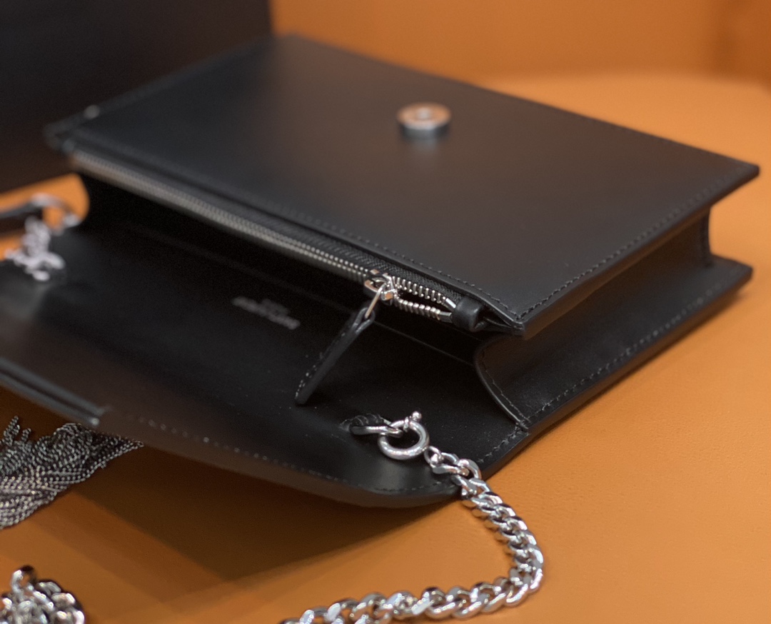 Bagsaaa Y51 Kate Tassel Bag Black Silver Hardware - 19x12.5x4cm
