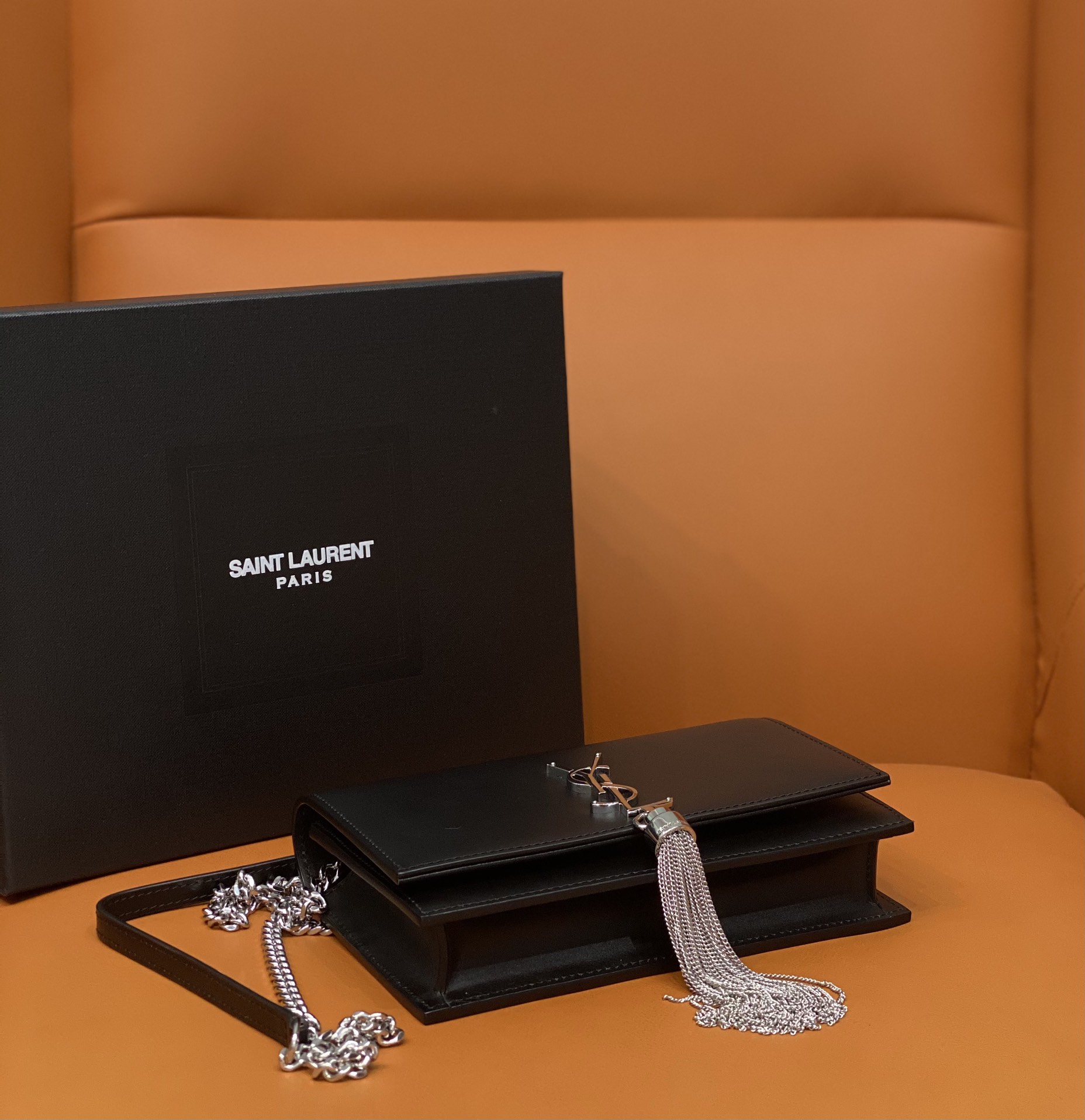 Bagsaaa Y51 Kate Tassel Bag Black Silver Hardware - 19x12.5x4cm