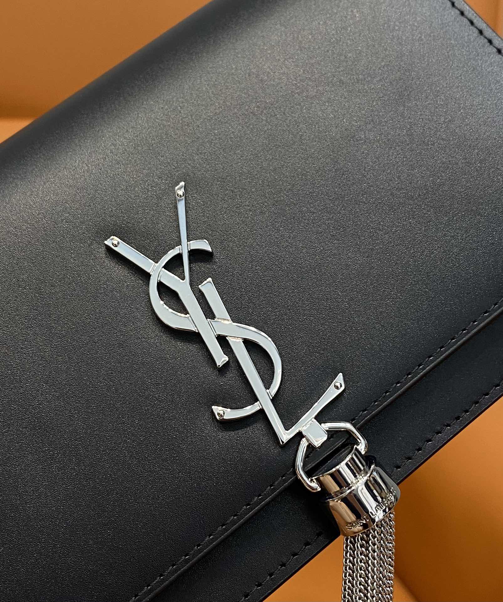 Bagsaaa Y51 Kate Tassel Bag Black Silver Hardware - 19x12.5x4cm