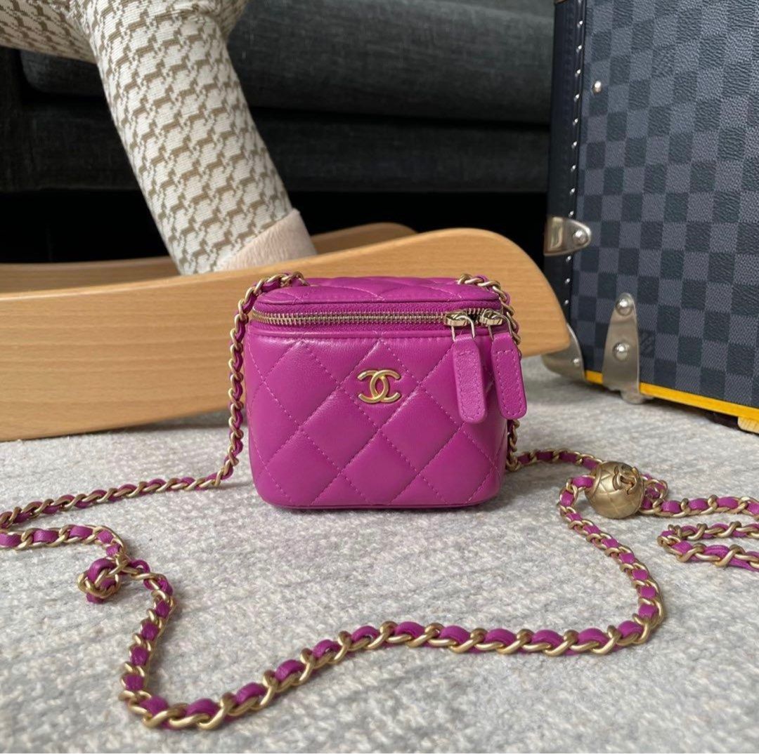 Bagsaaa Ch**el SS Cosmetic Bag Purple - 8.5x11x7cm