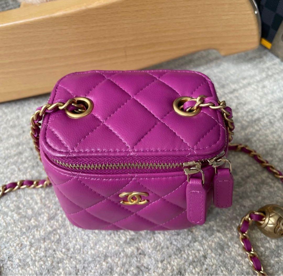 Bagsaaa Ch**el SS Cosmetic Bag Purple - 8.5x11x7cm