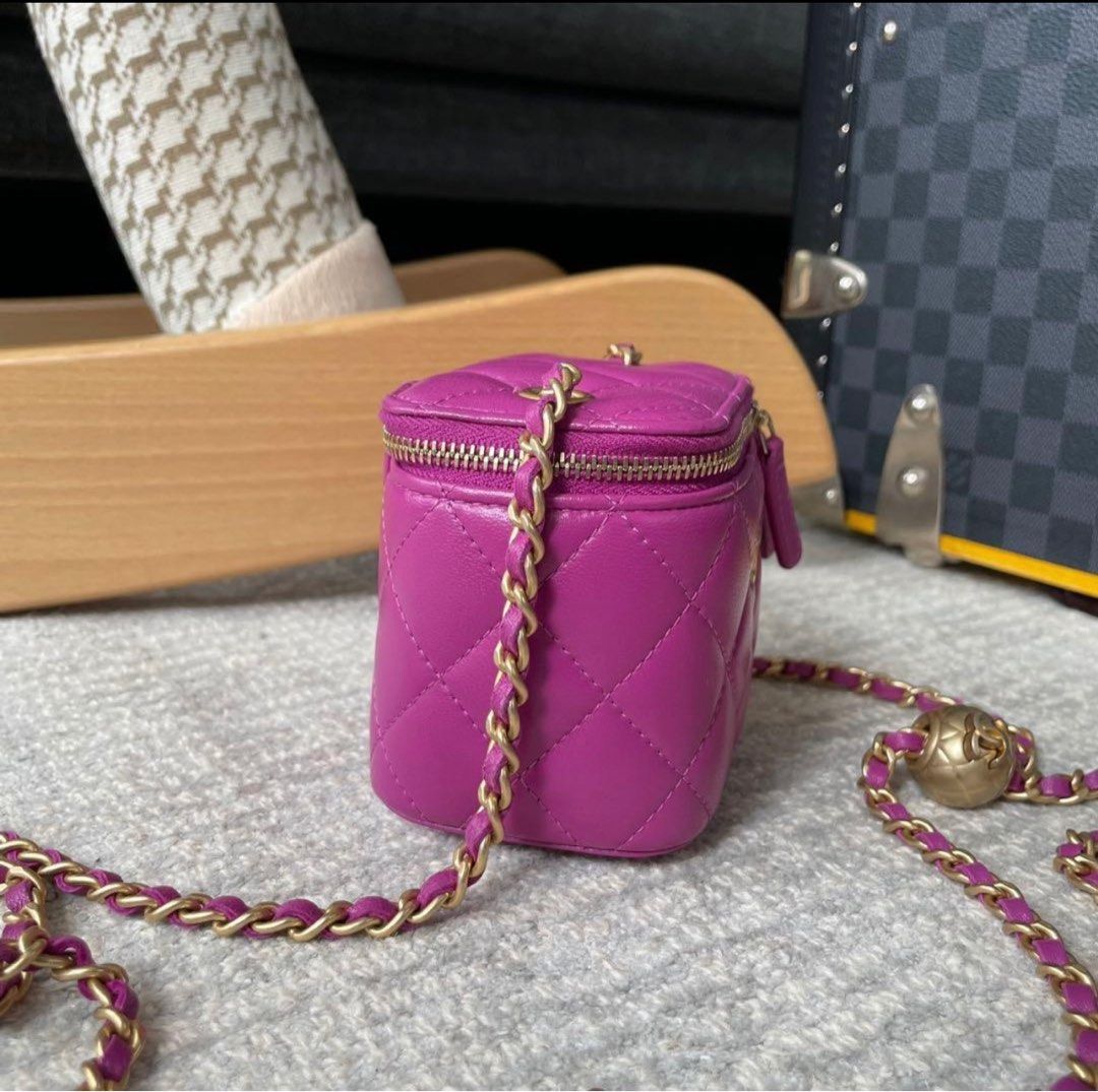 Bagsaaa Ch**el SS Cosmetic Bag Purple - 8.5x11x7cm