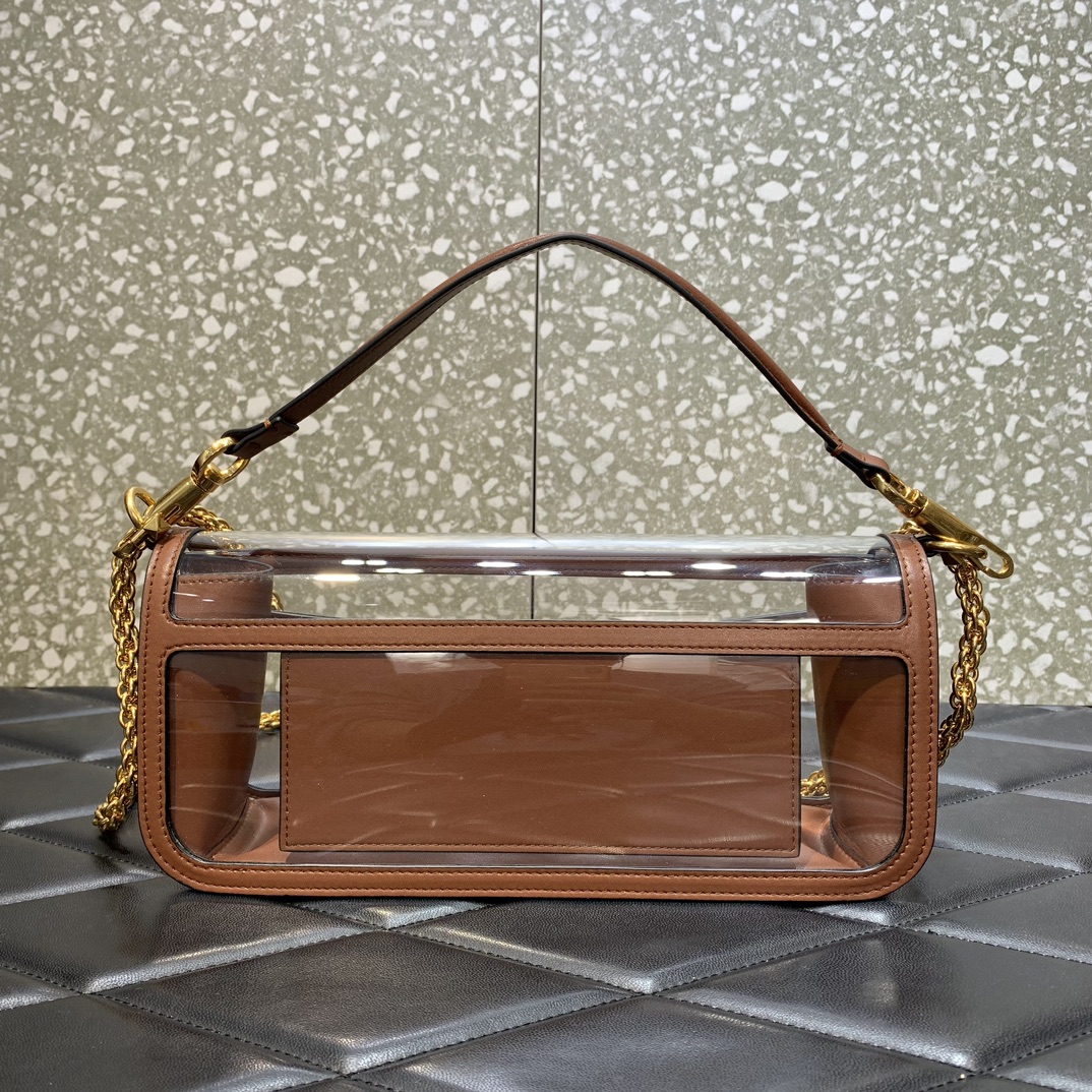 Bagsaaa Va1e*ntin0 Loco Shoulder Bag Transparent Brown - 27x13x6cm