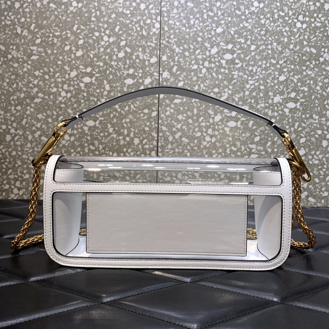 Bagsaaa Va1e*ntin0 Loco Shoulder Bag Transparent White - 27x13x6cm