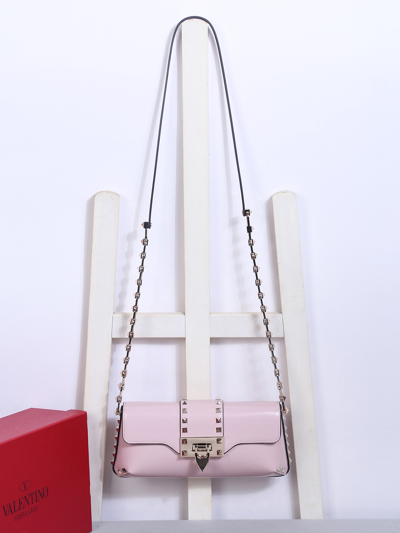 Bagsaaa Va1e*ntin0 Garavani Rockstud Shoulder Pink Bag - 26x13 x7cm