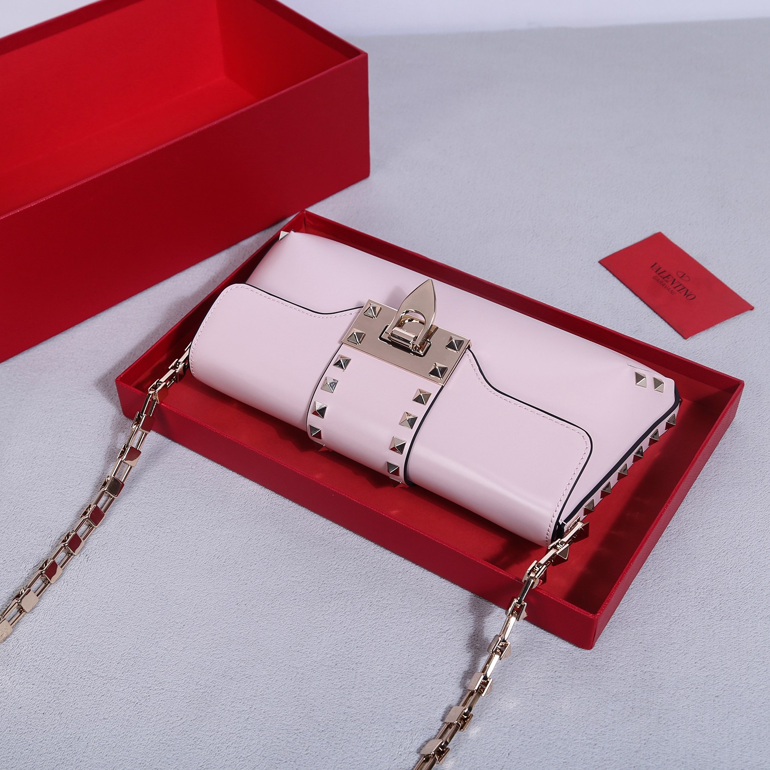 Bagsaaa Va1e*ntin0 Garavani Rockstud Shoulder Pink Bag - 26x13 x7cm
