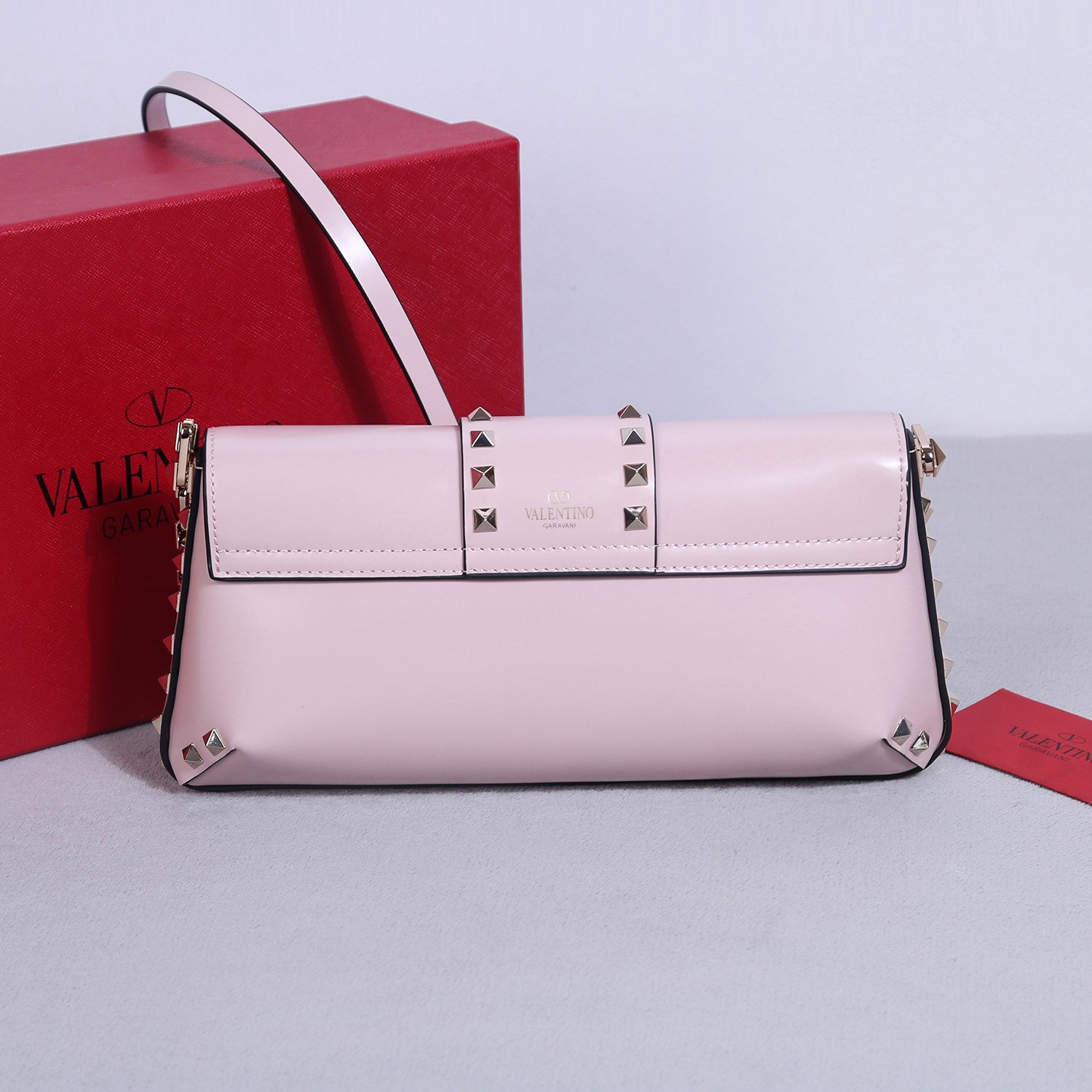 Bagsaaa Va1e*ntin0 Garavani Rockstud Shoulder Pink Bag - 26x13 x7cm