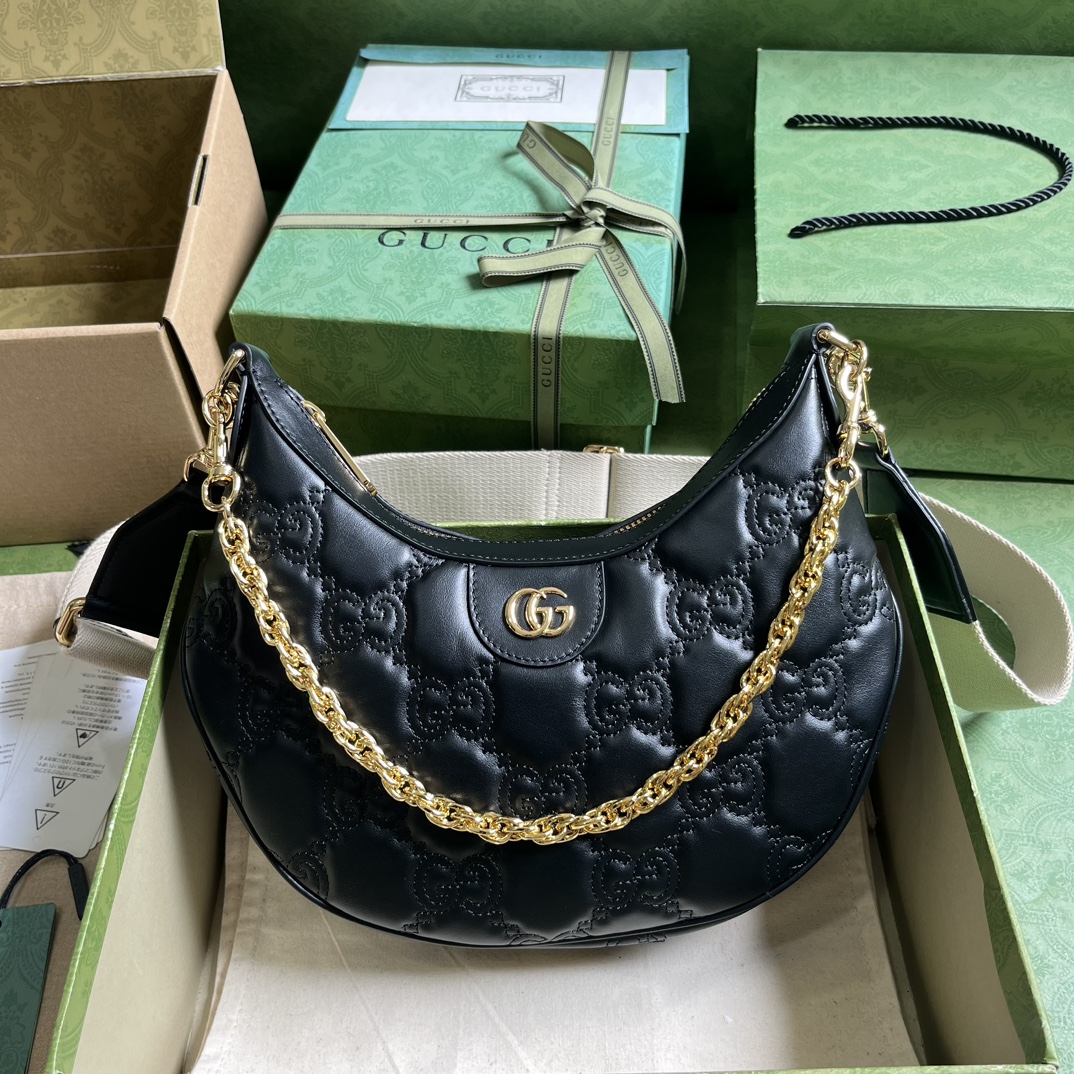 Bagsaaa Gvc*1 GG Matelassé Small Shoulder Bag Black - W27cm x H18cm x D7cm