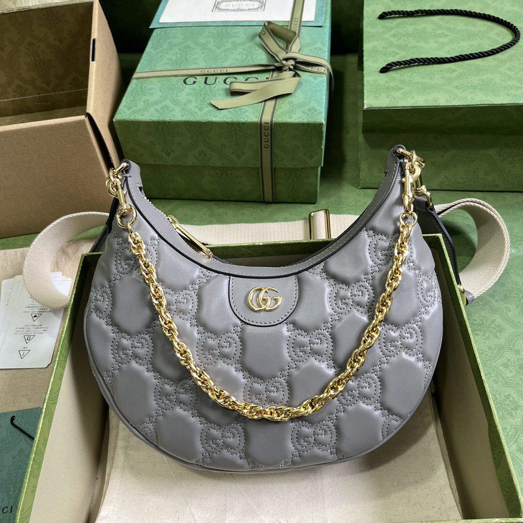 Bagsaaa Gvc*1 GG Matelassé Small Shoulder Bag Grey- W27cm x H18cm x D7cm