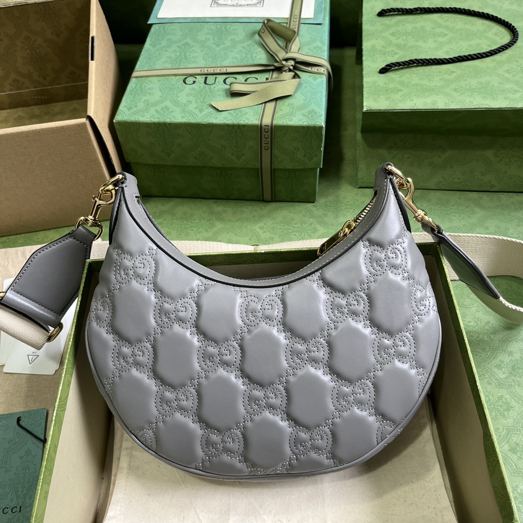 Bagsaaa Gvc*1 GG Matelassé Small Shoulder Bag Grey- W27cm x H18cm x D7cm