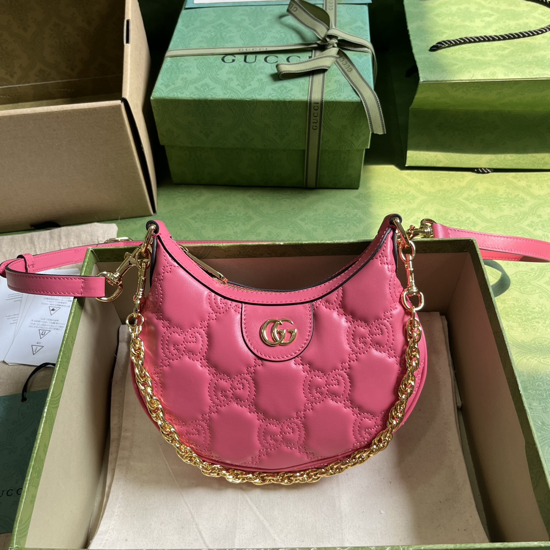 Bagsaaa Gvc*1 GG Matelassé Mini Shoulder Bag Pink - 21x 14x 6cm