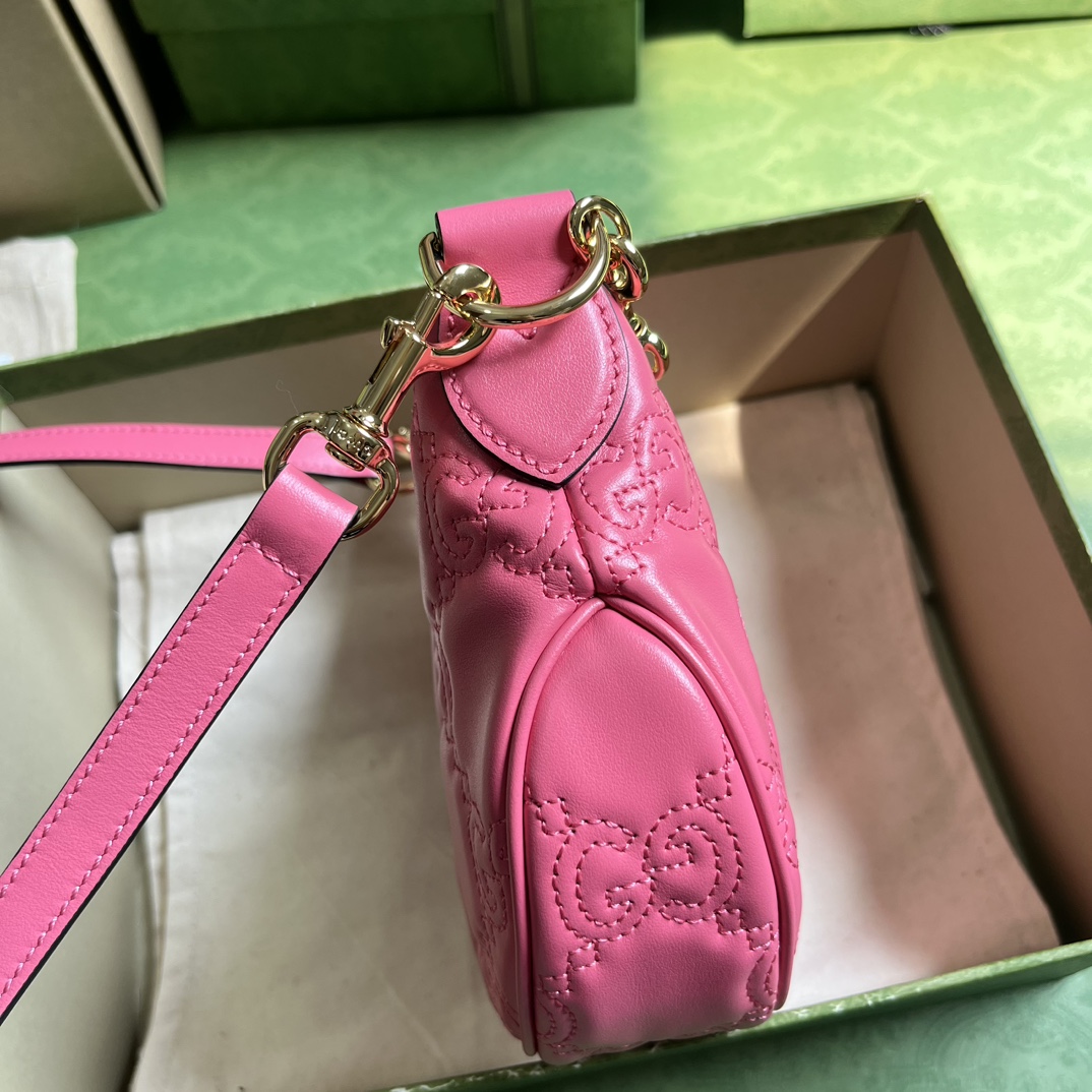 Bagsaaa Gvc*1 GG Matelassé Mini Shoulder Bag Pink - 21x 14x 6cm