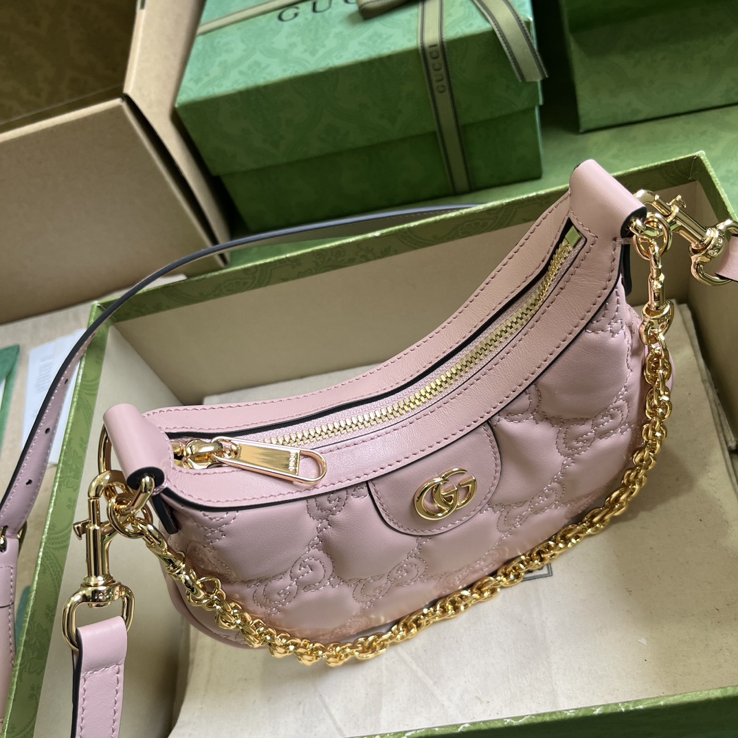 Bagsaaa Gvc*1 GG Matelassé Mini Shoulder Bag Light Pink - 21x 14x 6cm