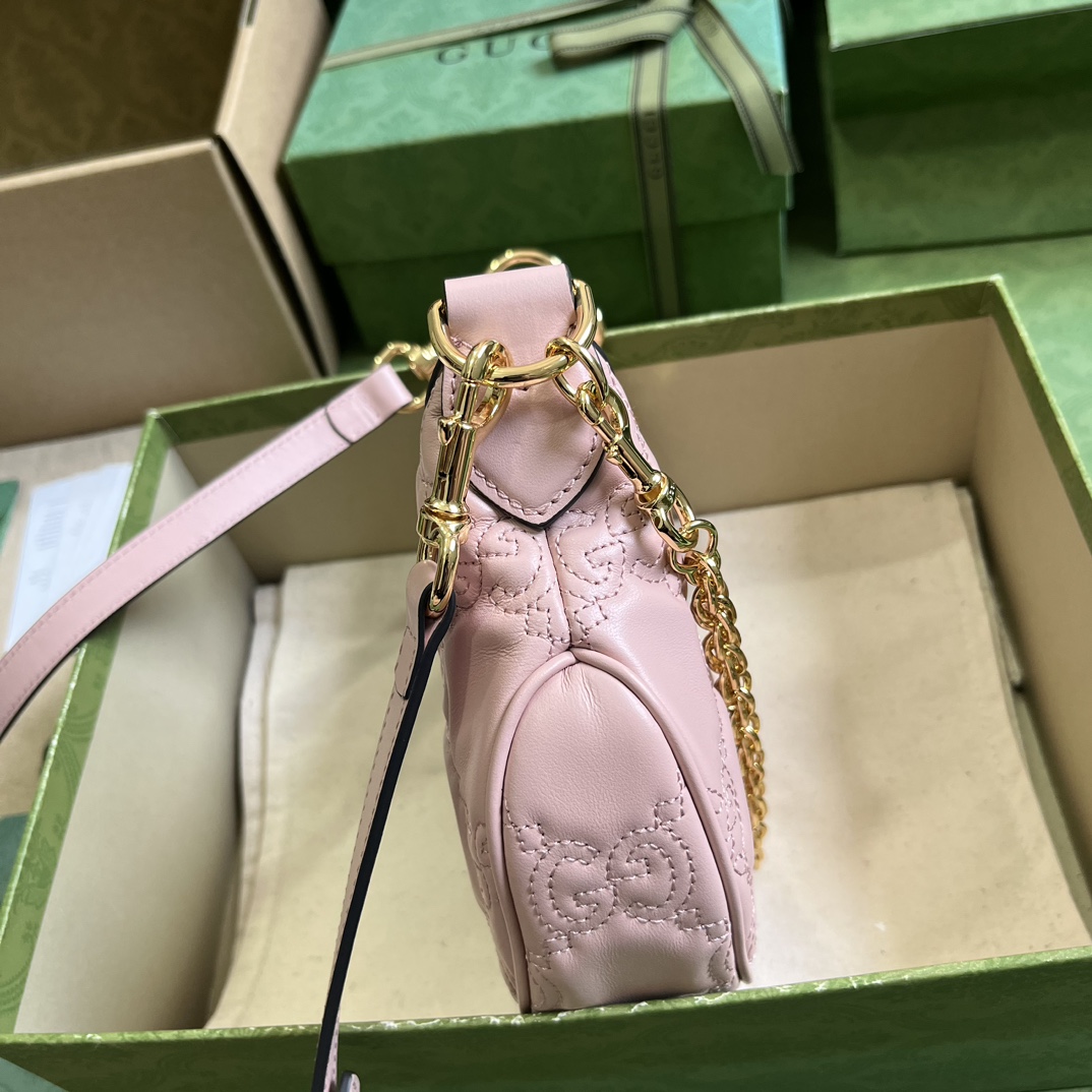 Bagsaaa Gvc*1 GG Matelassé Mini Shoulder Bag Light Pink - 21x 14x 6cm