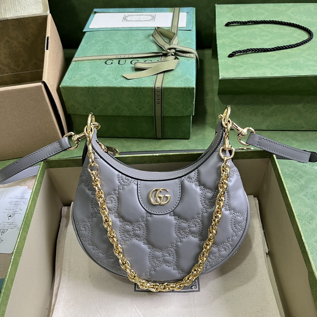 Bagsaaa Gvc*1 GG Matelassé Mini Shoulder Bag Grey - 21x 14x 6cm
