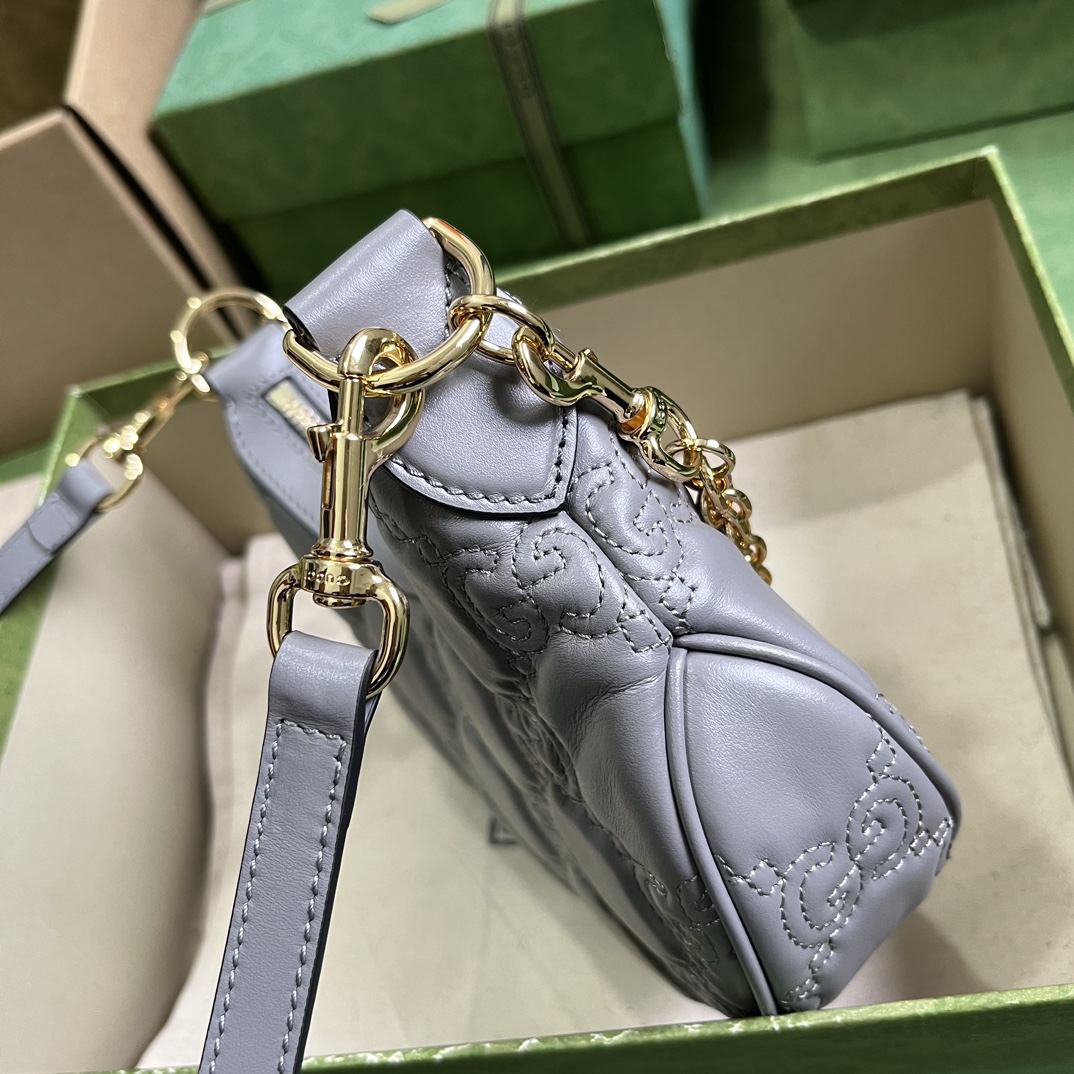 Bagsaaa Gvc*1 GG Matelassé Mini Shoulder Bag Grey - 21x 14x 6cm