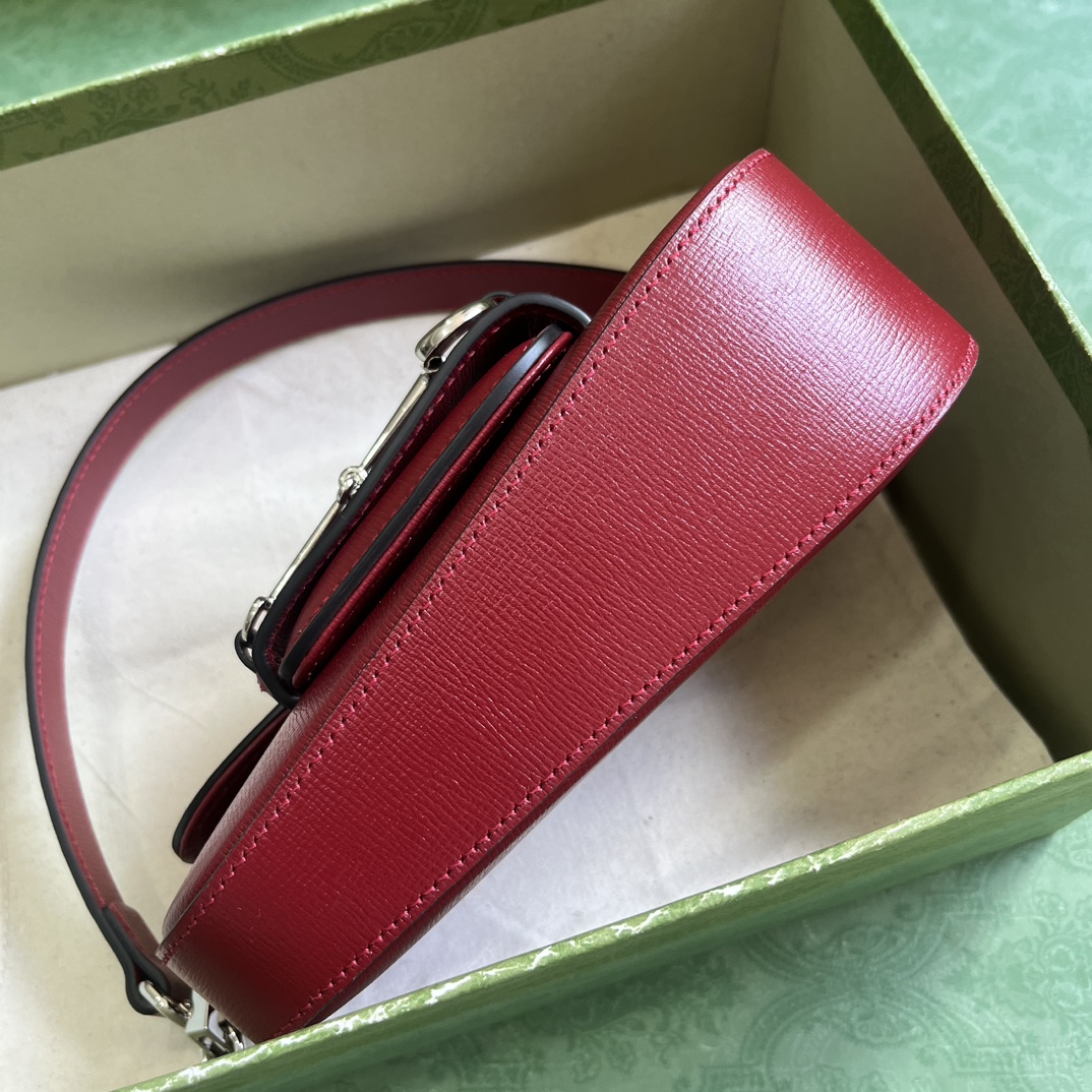 Bagsaaa Gvc*1 Horsebit 1955 Mini Shoulder Bag Red - 8-12.5x 19.5x 3-6cm