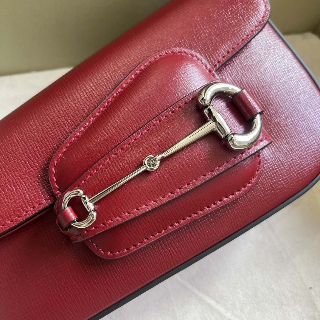 Bagsaaa Gvc*1 Horsebit 1955 Mini Shoulder Bag Red - 8-12.5x 19.5x 3-6cm