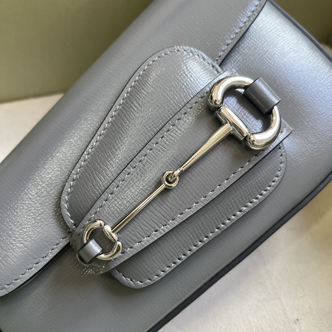 Bagsaaa Gvc*1 Horsebit 1955 Mini Shoulder Bag Grey - 8-12.5x 19.5x 3-6cm
