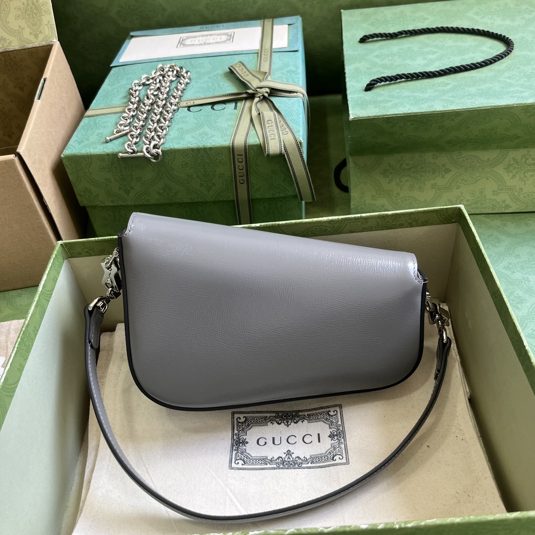 Bagsaaa Gvc*1 Horsebit 1955 Mini Shoulder Bag Grey - 8-12.5x 19.5x 3-6cm