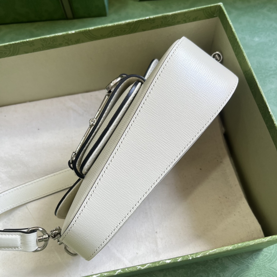 Bagsaaa Gvc*1 Horsebit 1955 Mini Shoulder Bag White - 8-12.5x 19.5x 3-6cm