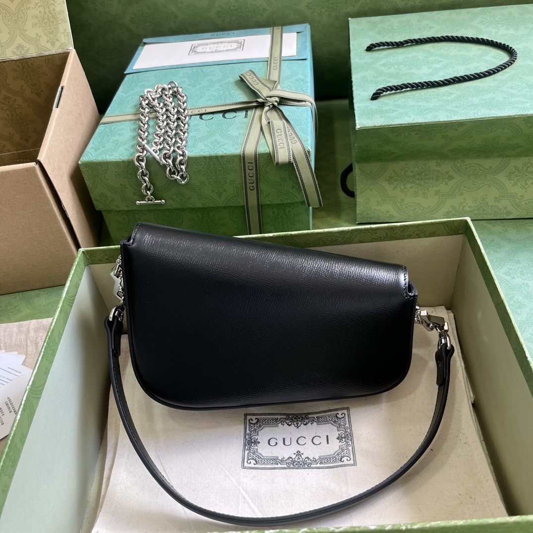 Bagsaaa Gvc*1 Horsebit 1955 Mini Shoulder Bag Black - 8-12.5x 19.5x 3-6cm