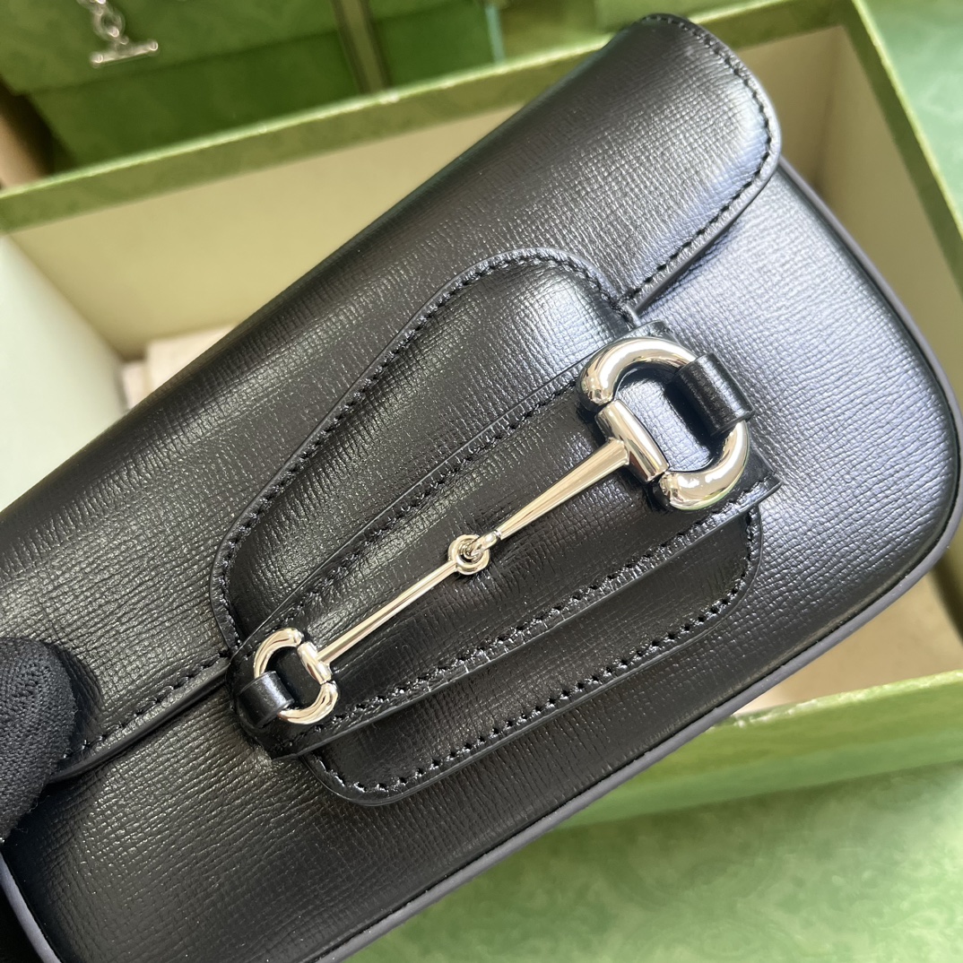 Bagsaaa Gvc*1 Horsebit 1955 Mini Shoulder Bag Black - 8-12.5x 19.5x 3-6cm