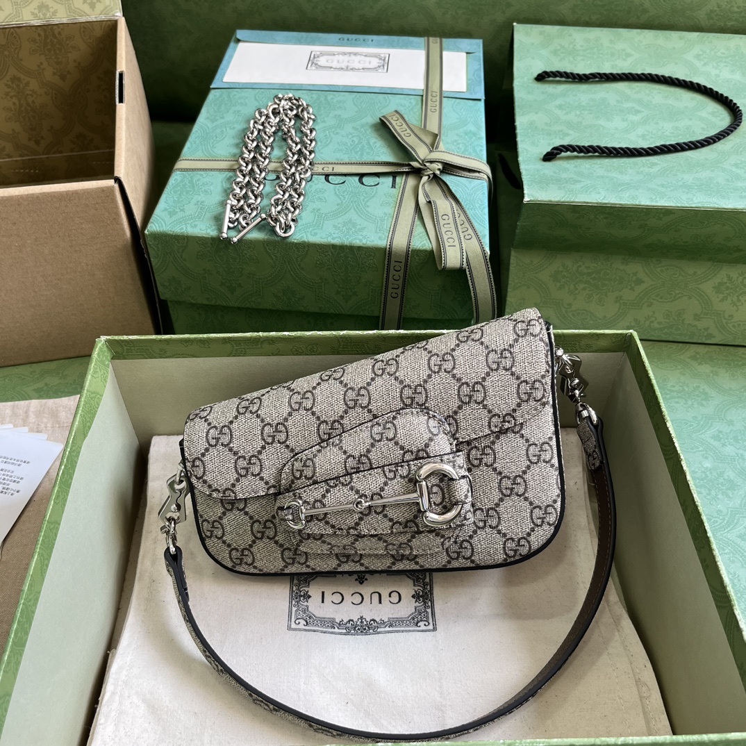 Bagsaaa Gvc*1 Horsebit 1955 Mini Shoulder Bag Beige - 8-12.5x 19.5x 3-6cm