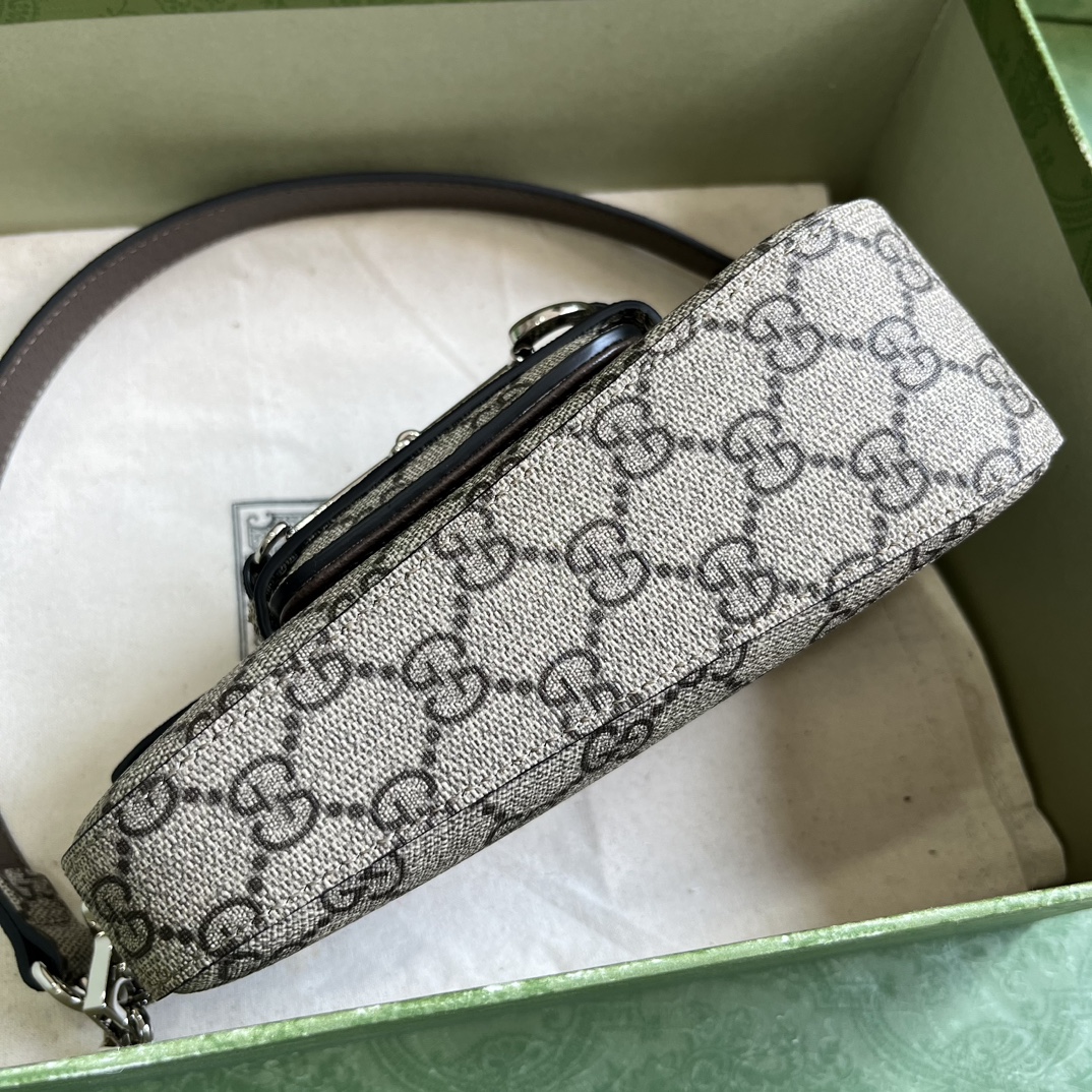 Bagsaaa Gvc*1 Horsebit 1955 Mini Shoulder Bag Beige - 8-12.5x 19.5x 3-6cm