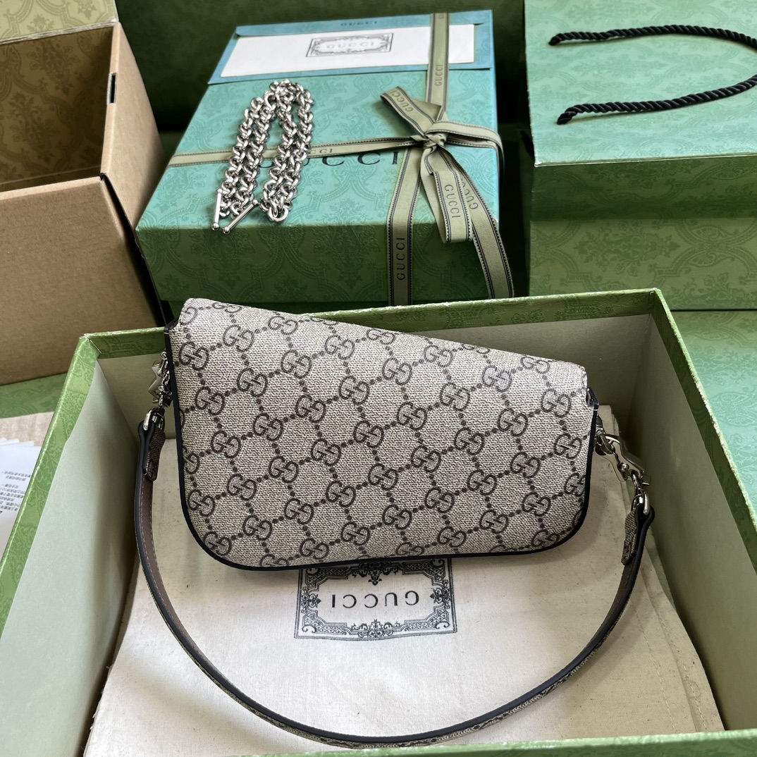 Bagsaaa Gvc*1 Horsebit 1955 Mini Shoulder Bag Beige - 8-12.5x 19.5x 3-6cm