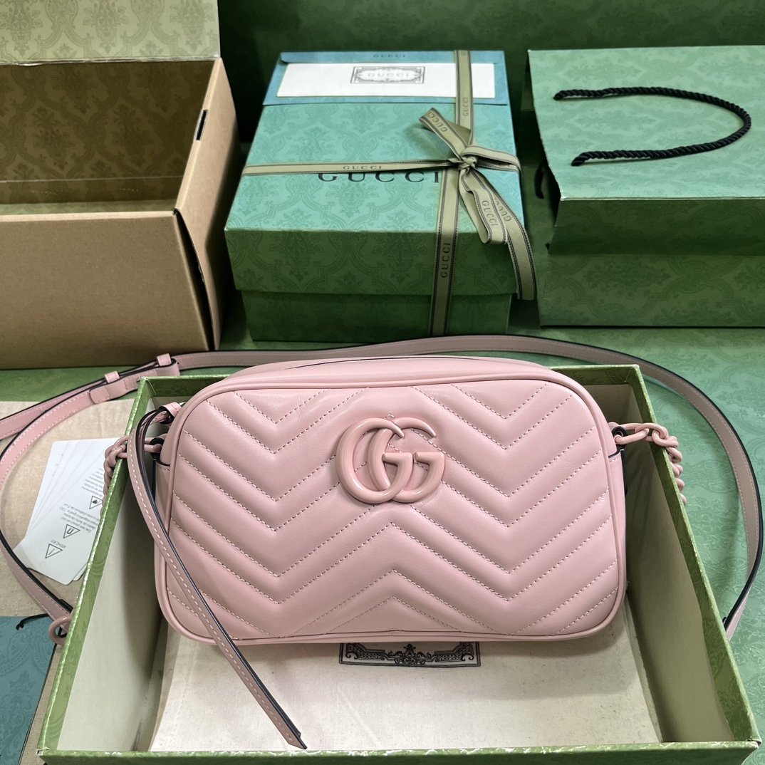 Bagsaaa Gvc*1 GG Marmont Small Matelassé Shoulder Bag Pink -24x13x7cm