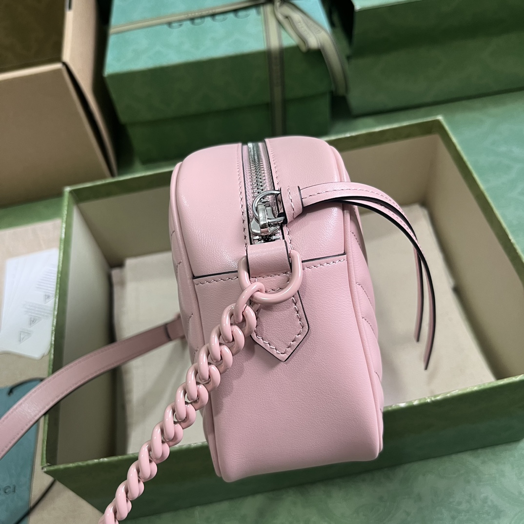 Bagsaaa Gvc*1 GG Marmont Small Matelassé Shoulder Bag Pink -24x13x7cm