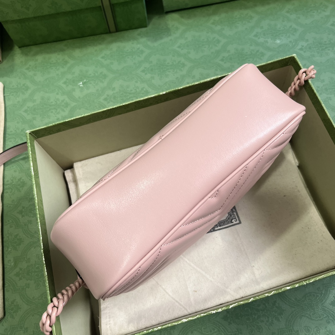 Bagsaaa Gvc*1 GG Marmont Small Matelassé Shoulder Bag Pink -24x13x7cm