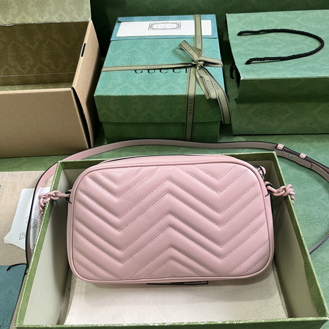 Bagsaaa Gvc*1 GG Marmont Small Matelassé Shoulder Bag Pink -24x13x7cm