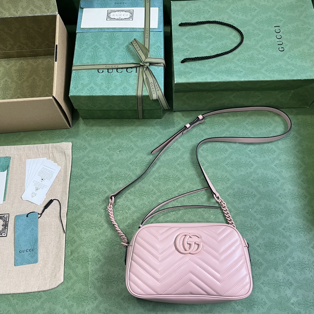 Bagsaaa Gvc*1 GG Marmont Small Matelassé Shoulder Bag Pink -24x13x7cm