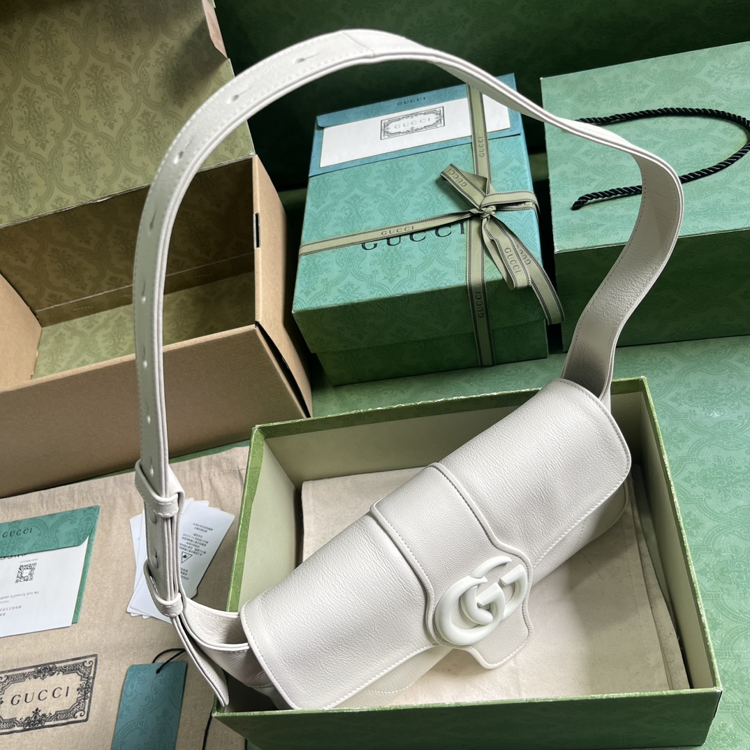 Bagsaaa Gvc*1 Aphrodite small shoulder bag in white leather - 27cm