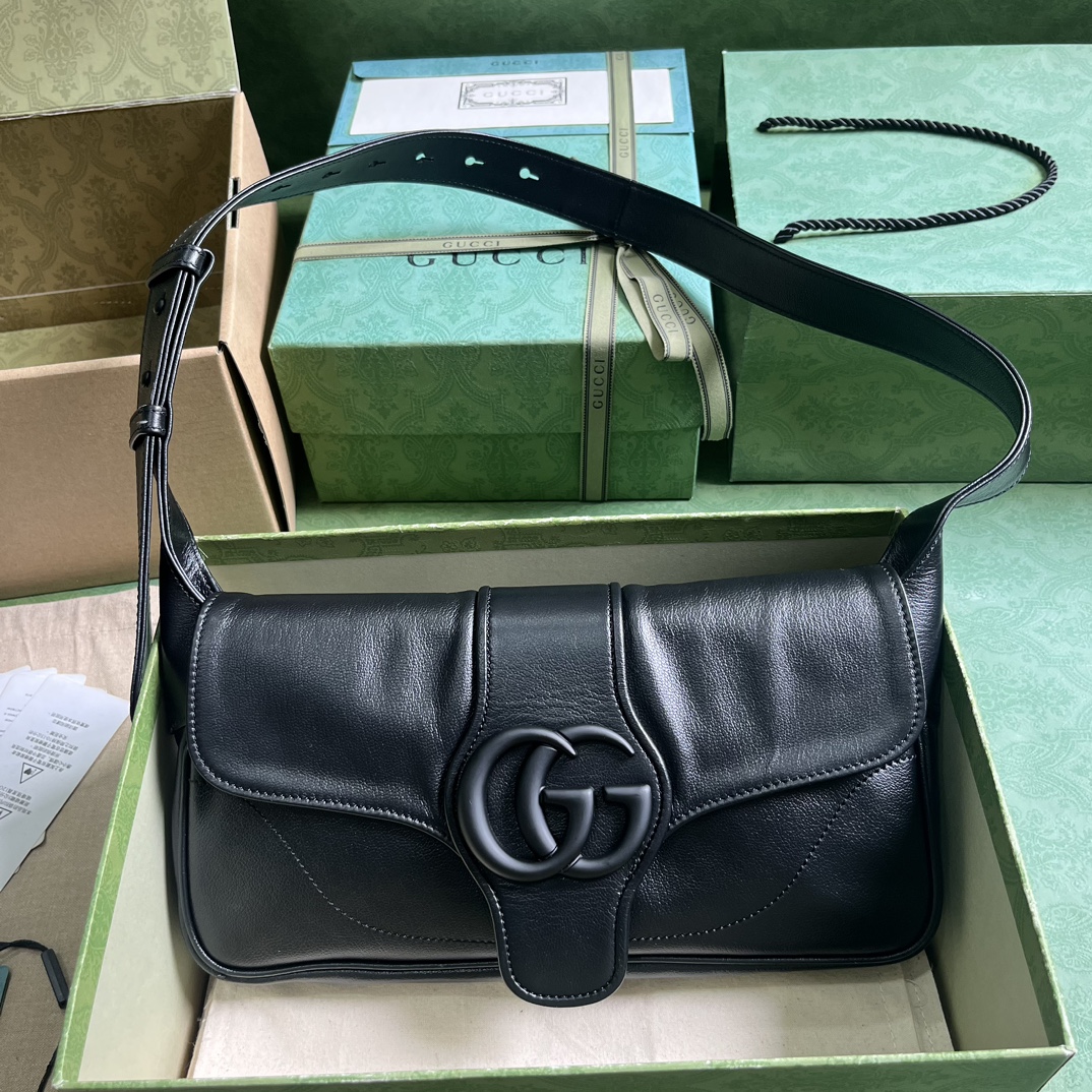 Bagsaaa Gvc*1 Aphrodite small shoulder bag in black leather - 27cm