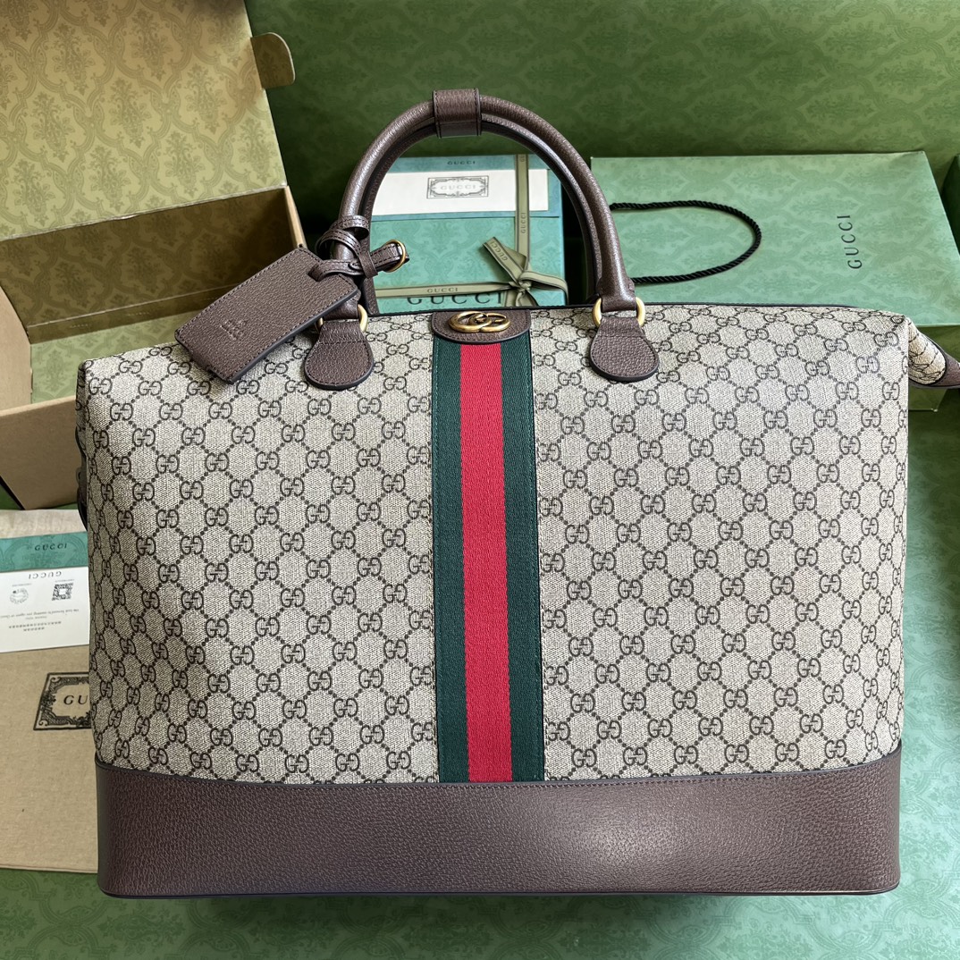 Bagsaaa Gvc*1 GG duffle bag in beige and ebony - 48.5x 36x 24cm