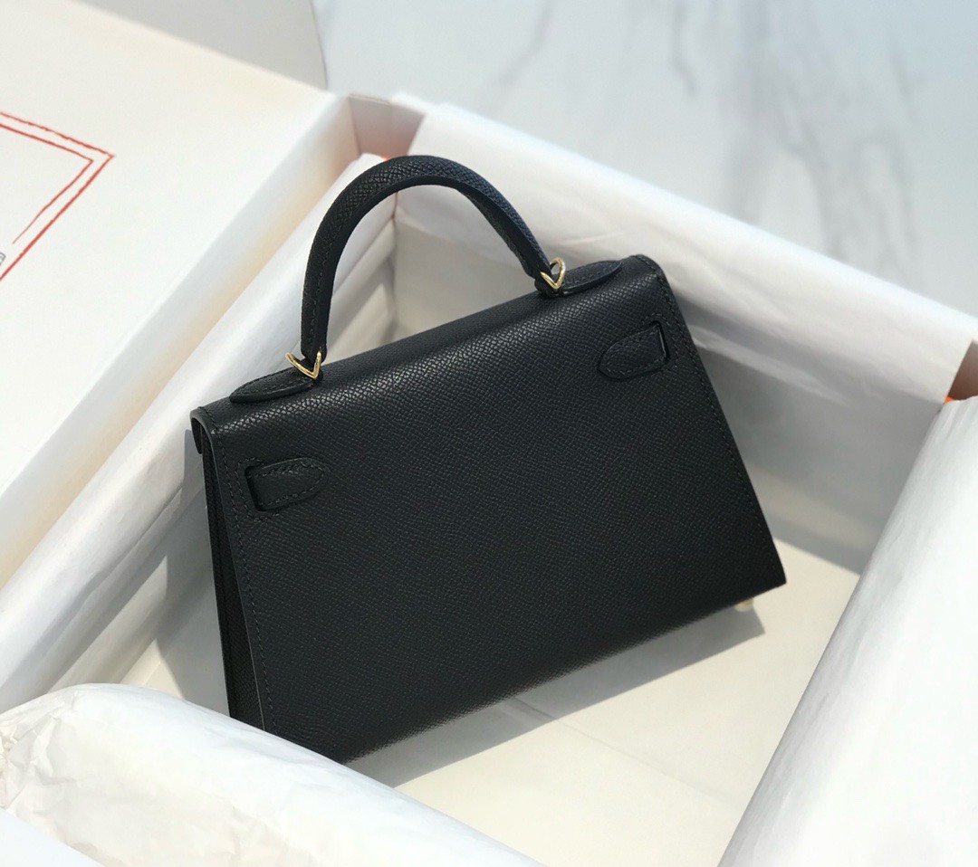 Bagsaaa H**me5 Mini Kelly 19cm Black Epsom Leather