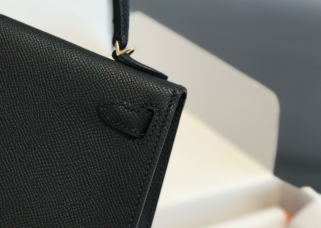Bagsaaa H**me5 Mini Kelly 19cm Black Epsom Leather
